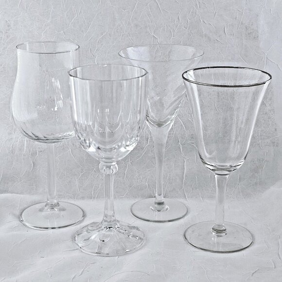 4 Mismatched Vintage Wine Glassware Collection etched mixed cocktail glasses0707 - Picture 3 of 11